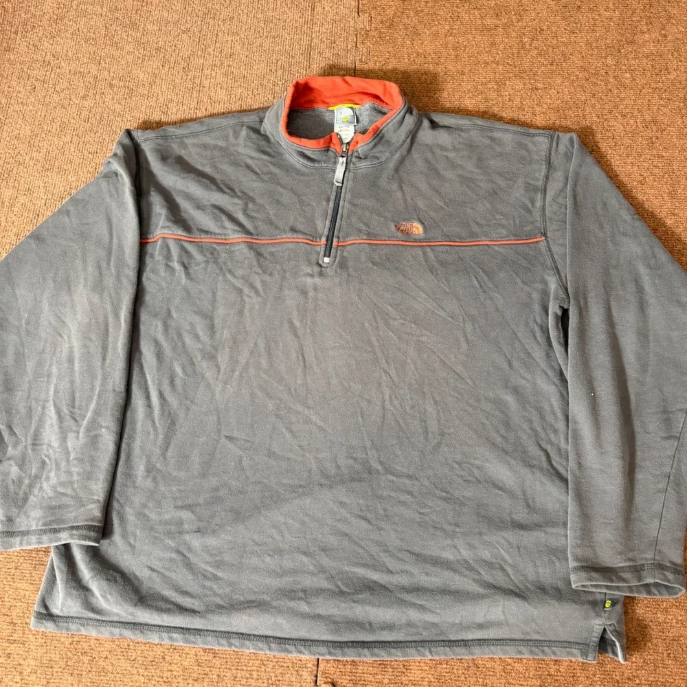 The North Face A5 Series Mens XXL 1/4 Zip‎ Pullover Grey Orange Logo Sweatshirt